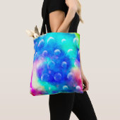 Blauwe bubbels abstracte heldere kleuren trendy gi draagtas (Dichtbij)