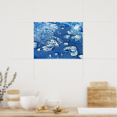 Blauwe bubbels Ice en Abstract Poster water (Keuken)