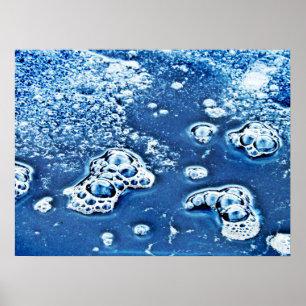 Blauwe bubbels Ice en Abstract Poster water