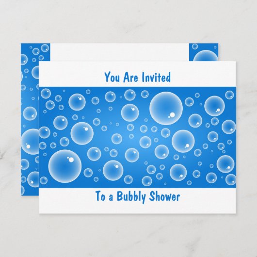 Blauwe bubbels, u wordt uitgenodigd, aan een bubbe kaart (Voorkant / Achterkant)