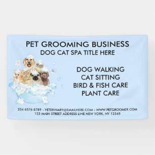 Blauwe Bubble Grooming Zittende Hond Kat Spa Bathi Spandoek