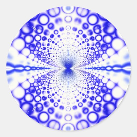 Blauwe bubels ronde sticker (Voorkant)