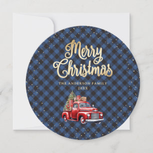 Blauwe Buffalo Pset Red Truck-kerstkaarten Feestdagenkaart