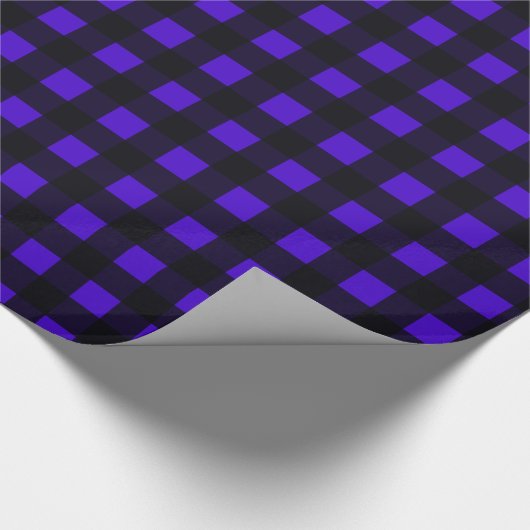 Blauwe Buffel Groot geruite Cadeaupapier (Hoek)