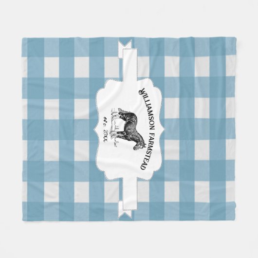 Blauwe Buffel Plaid Boerderij Paard Fleece Deken (Voorkant (Horizontaal))