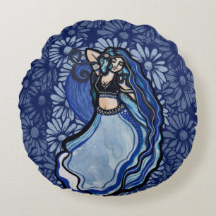 Blauwe Buikdanser Rond Kussen