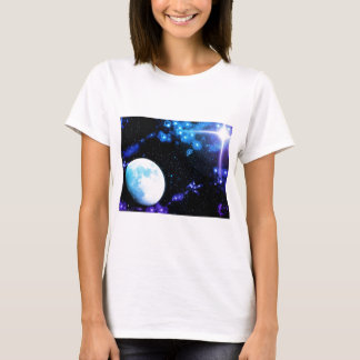 Blauwe buitenruimte t-shirt