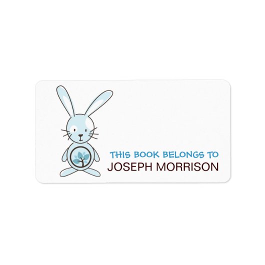 Blauwe Bunny Bookplaten Labels (Voorkant)