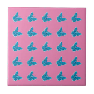 Blauwe buterflies Fluttering Illustratiepatroon Tegeltje