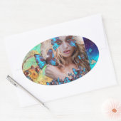 BLAUWE BUTERRFLY BEAUTY MAKEUP ARTIST OVALE STICKER (Envelop)