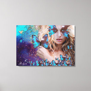 BLAUWE BUTTERFLES CANVAS AFDRUK