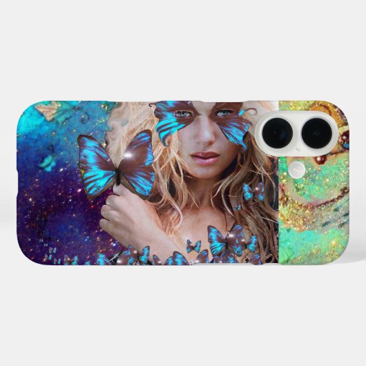 BLAUWE BUTTERFLES MET GROENE GOUDEN Case-Mate iPhone CASE (Achterkant (horizontaal))