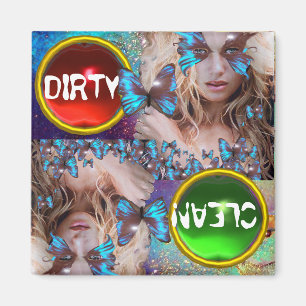 BLAUWE BUTTERFLES MET GROENE GOUDEN MAGNEET