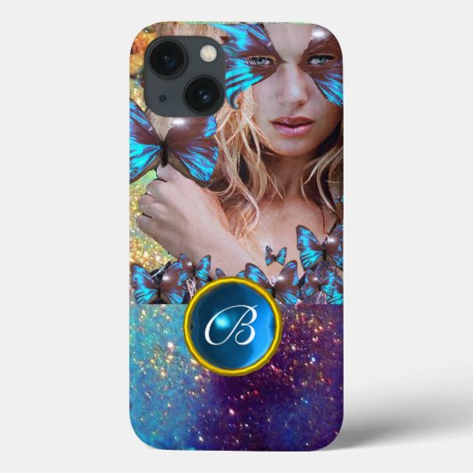 BLAUWE BUTTERFLY LADY, BLAUWGROEN GOLD SPARKLE GEM Case-Mate iPhone CASE (Achterkant)