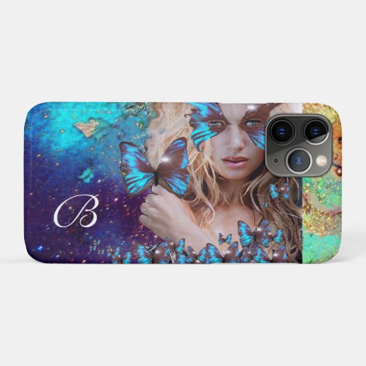 BLAUWE BUTTERFLY LADY, BLAUWGROEN GOLD SPARKLES MO Case-Mate iPhone CASE (Achterkant (horizontaal))