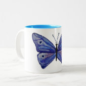 Blauwe Butterfly Waterverf 325 ml Two-Tone Mok (Voorkant links)