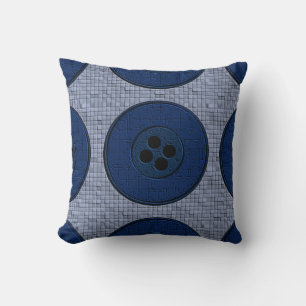 Blauwe Buttonnen Kussen