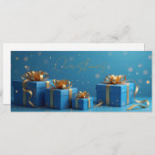 blauwe cadeaus, gouden linten (Voorkant / Achterkant)