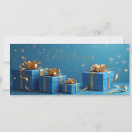 blauwe cadeaus, gouden linten