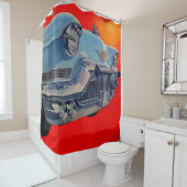 Blauwe Cadillac grille uit de jaren '50 Douchegordijn (In situ)