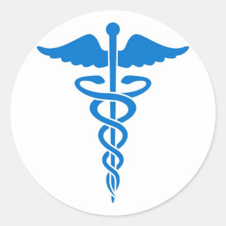 Blauwe Caduceus Ronde Sticker
