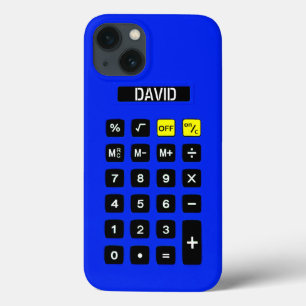 Blauwe calculator met toetsenblok iPhone 13 hoesje