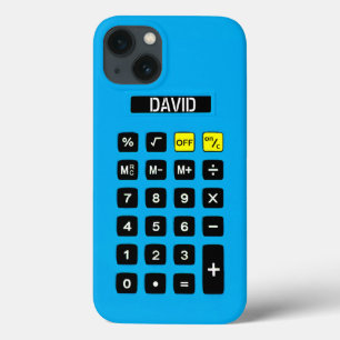 Blauwe calculator met toetsenblok iPhone 13 hoesje