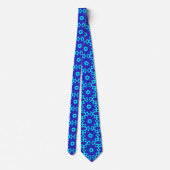 Blauwe caleidoscoop bloeide stropdas (Achterkant)