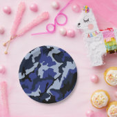 Blauwe Camo, 7-inch Borden op papier Papieren Bordje (Feest)