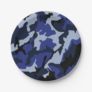 Blauwe Camo, 7-inch Borden op papier Papieren Bordje
