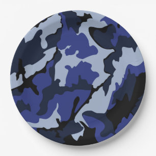 Blauwe Camo, Borden met een 9-inch-inch inch inktp Papieren Bordje
