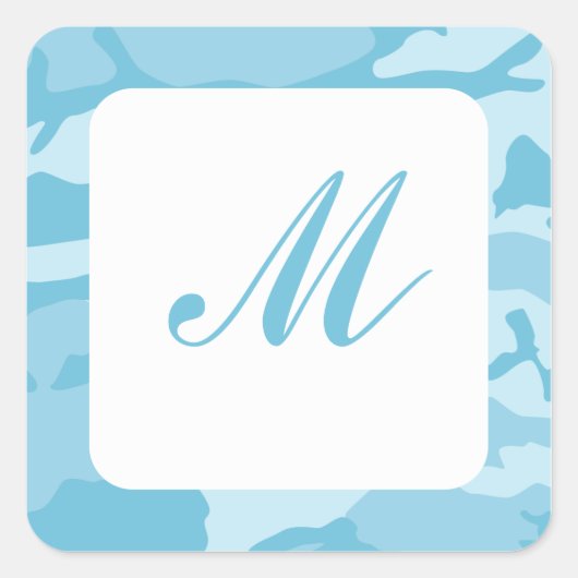 Blauwe Camo Envelope-zegels Vierkante Sticker (Voorkant)