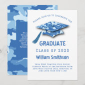Blauwe Camo Graduation Party Kaart (Voorkant / Achterkant)