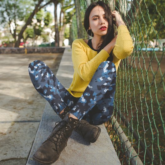 Blauwe camo leggings