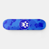 Blauwe Camo; Paw Print Skateboard (Horizontaal)