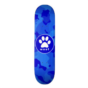 Blauwe Camo; Paw Print Skateboard