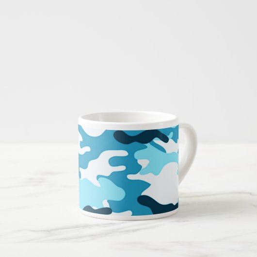 Blauwe camouflage Espresso Mok (Voorkant rechts)