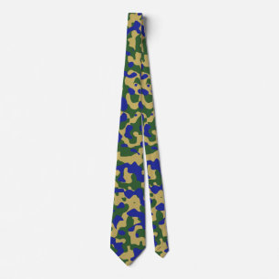 Blauwe camouflage in Khaki en Forest Green Stropdas