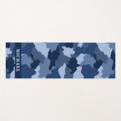 Blauwe Camouflage Patroon Monogram Naam Yogamat (Voorkant (horizontaal))