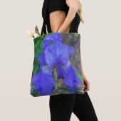 Blauwe Canvas tas van irisbloem (Dichtbij)