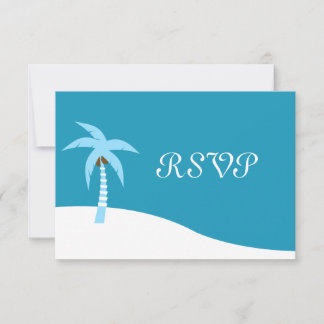 Blauwe Caribische Palmboom RSVP-kaart RSVP Kaartje