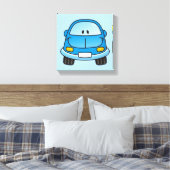 Blauwe cartoon auto canvas afdruk (Insitu (Slaapkamer))