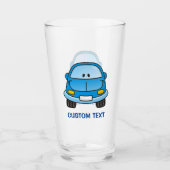 Blauwe Cartoon Auto Glas (Voorkant)