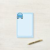 Blauwe cartoon auto post-it® notes (Op bureau)