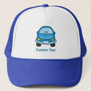 Blauwe cartoon auto-wagenhoed trucker pet