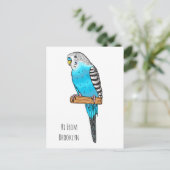 Blauwe cartoon briefkaart (Staand voorkant)
