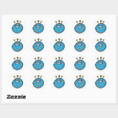 Blauwe Cartoon Germ Ronde Sticker (Vel)