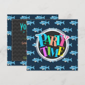 Blauwe Cartoon haaienpatroon Kaart (Voorkant / Achterkant)