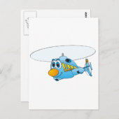 Blauwe Cartoon helikopter Briefkaart (Voorkant / Achterkant)