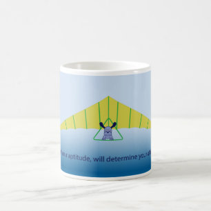 Blauwe cartoon hond vliegende deltavlieger mok